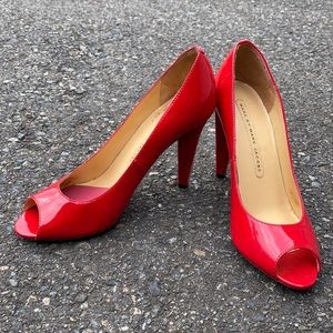 Cherry red retro inspired Marc by Marc Jacobs peep toe pump